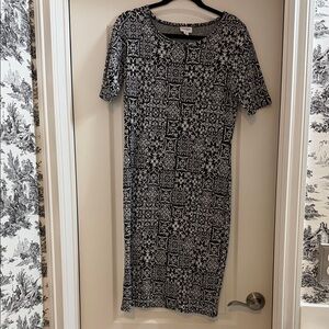 LuLaRoe Black and White Geometric Midi Dress
